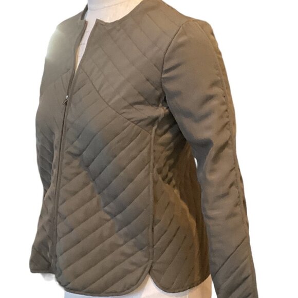 Lucky Brand Lightweight Full Zip Quilted Crop Jacket 2 Pocket Sz XS Green 198B - Picture 5 of 10